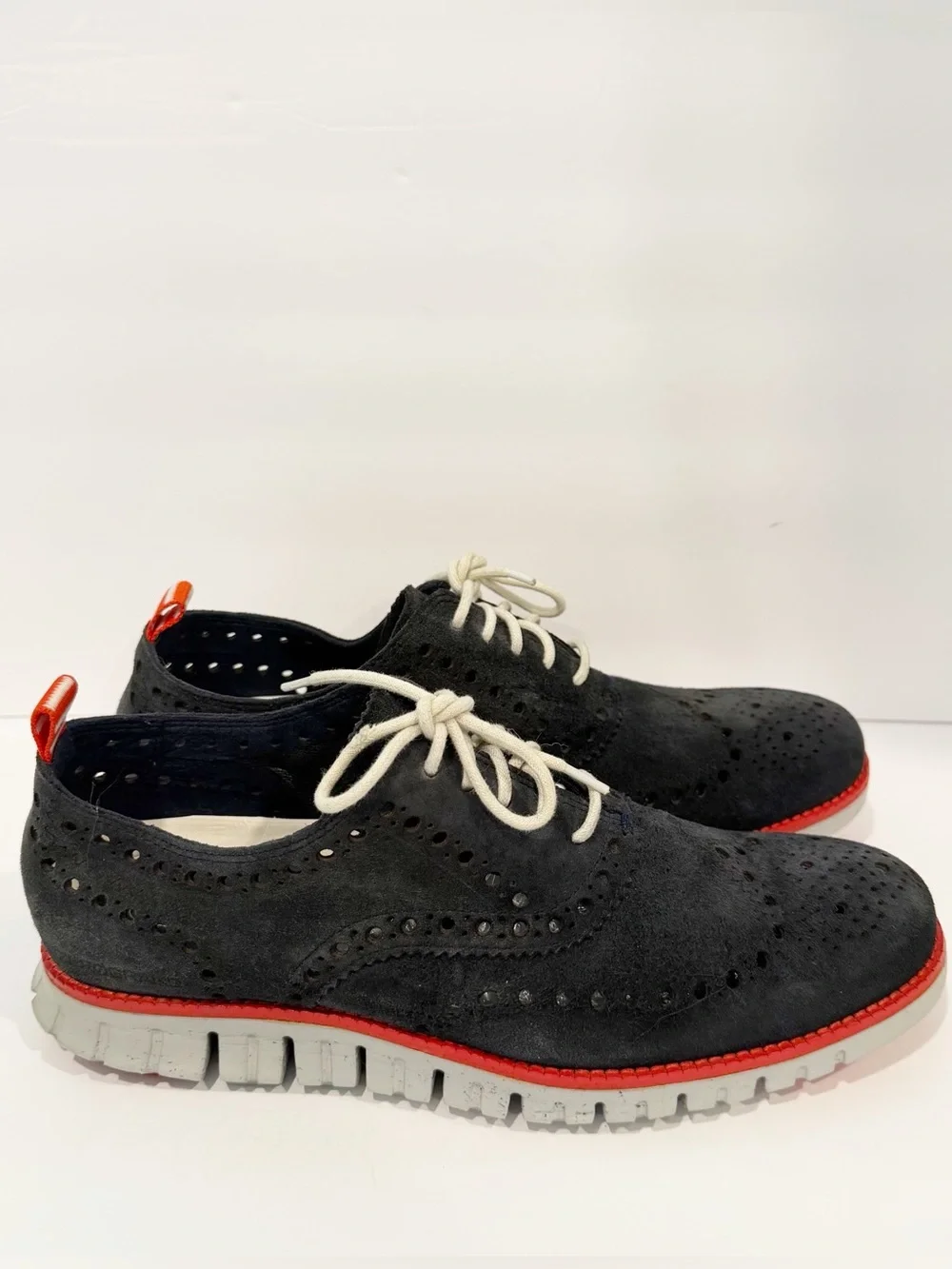 Cole Haan ZeroGrand Wing Oxford Blazer Blue Suede Shoes Men's 8M